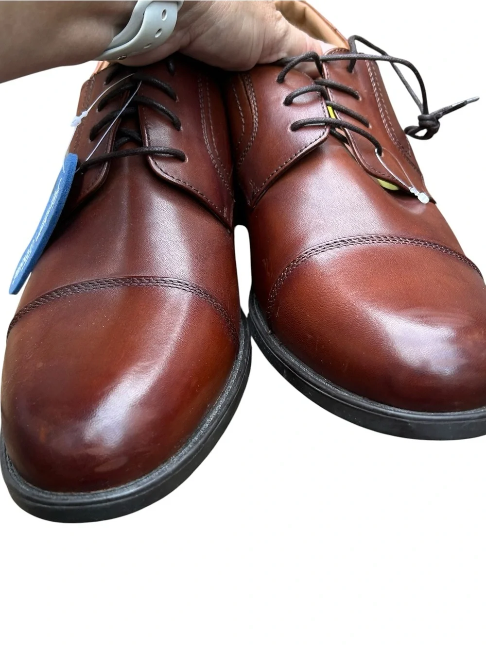 Florsheim Comfortech Ortholite Leather Cap Toe Oxford Dress Shoes Cognac